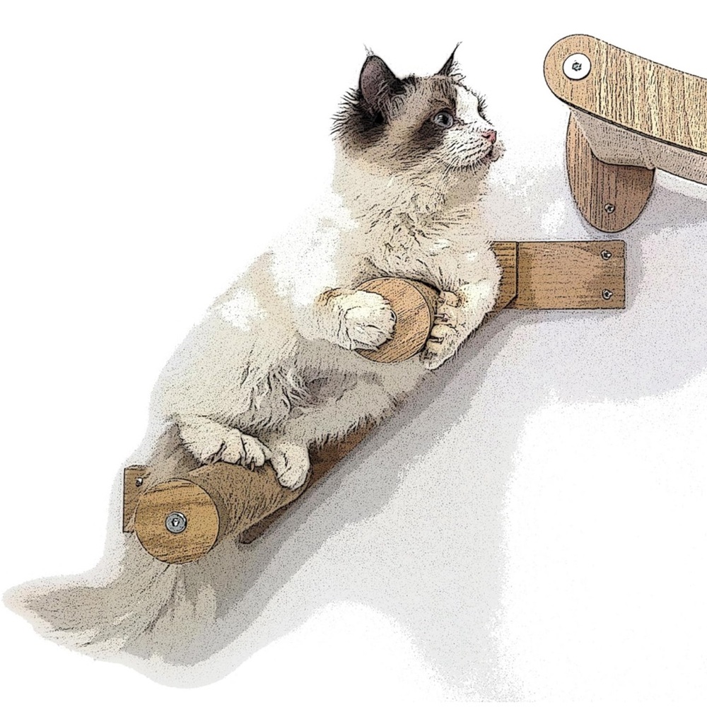 New Cat Climbing Wall Stairs w/ Two Steps of Jute Rope, (Hammock not included-